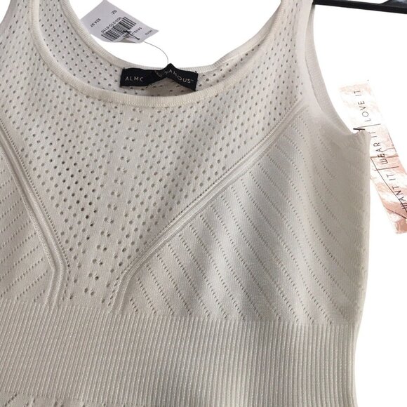 90s Sleeveless Maxi Dress Women Medium Ivory White Open Knit Party Resort Club - Picture 11 of 16